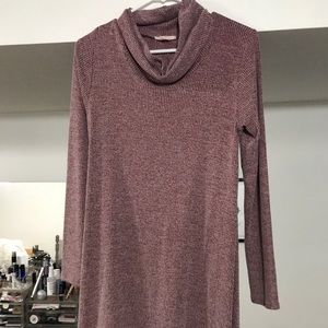 Cowl neck sweater dress